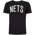 Camiseta do Brooklyn Nets NBA Masculina Manga Curta Estampada N796A PRETO