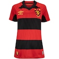 Camisa do Sport Club do Recife I 25 Umbro Feminina Torcedor VERMELHO/PRETO