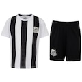 Kit de Uniforme do Santos Infantil Braziline Mini Craque Camiseta + Calção BRANCO/PRETO