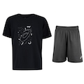Conjunto Infantil ASICS Camiseta + Bermuda PRETO/CINZA ESC