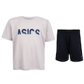 Conjunto Infantil ASICS Camiseta + Bermuda CINZA CLA/PRETO
