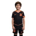 Camisa do Corinthians III 25/26 Torcedor Nike Total 90 Juvenil PRETO/LARANJA