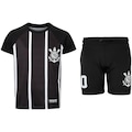 Kit de Uniforme do Corinthians Infantil Coimbra Camiseta + Calção PRETO