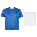 Kit de Uniforme do Cruzeiro Braziline Infantil Camiseta + Calção AZUL/BRANCO