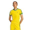 Camiseta Brasil Slim Três Listras adidas Feminina AMARELO/AZUL