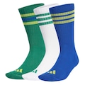 Kit de Meia adidas Sportswear Três Listras Essentials Crew com 3 Pares VERDE/AZUL