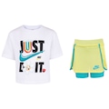 Conjunto Infantil Nike Just Believe Camiseta + Short-Saia BRANCO/PRETO