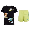Conjunto Infantil Nike Just Do It Camiseta + Bermuda PRETO/VERDE CLA