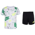Conjunto Infantil Nike Sweat Camiseta + Bermuda BRANCO/PRETO