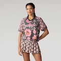 Camiseta Polo Farm Aurora Floral Feminina VERDE/ROSA
