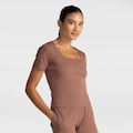 Camiseta Fila Essentials Rib Feminina MARROM CLARO