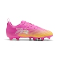 Chuteira de Campo Infantil PUMA Future 9 Play ROSA/AMARELO