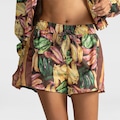 Shorts Farm Nylon Bananas Pintadas Feminino MARROM/AMARELO