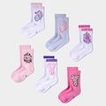 Kit 6 Pares Meia Cano Médio Nike Everday Infantil BRANCO/ROSA