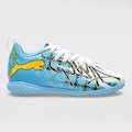Chuteira Society Infantil Puma Future 9 Play Playmaker BRANCO/AZUL CLA