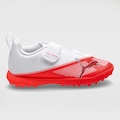 Chuteira Society Infantil Puma Ultra 7 Play V BRANCO/VERMELHO
