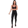 Conjunto Sandy Fitness Power Confort com Proteção Solar UV50+: Top + Calça Legging - Feminino PRETO