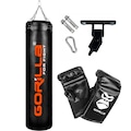 Kit Gorilla Saco de Pancada 160 Cm + Luva  + Suporte Teto PRETO