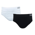 Kit de Cuecas Slip Mash Microfibra sem Costura - 2 unidades - Adulto BRANCO/PRETO