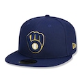 Boné Aba Reta New Era 59Fifty MLB Milwaukee Brewers - Fechado - Adulto MARINHO/PETROLEO