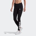 Opção de cor PRETO/BRANCO de Calça Legging adidas Cintura Alta Essentials Logo - Feminina