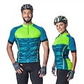 Camiseta Ciclista Poker Com Zíper Parcial VERDE/AZUL