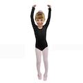 Collant para Ballet Ritmus Manga Longa Juliana - Infantil PRETO