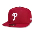 Boné Aba Curva New Era Philadelphia Phillies 5950 Game Cap - Fechado - Adulto VERMELHO/BRANCO