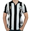 Camiseta do Santos Retrô Mania Bi Mundial 62/63 Listrada Oficial - Masculino PRETO/BRANCO