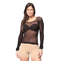 Camisa Manga Longa Selene Segunda Pele - Feminina PRETO