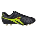 Chuteira de Campo Mathaus Premium Couro - Adulto PRETO/VERDE CLA