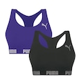 Kit Top Puma Nadador Sem Costura - Feminino - 2 Unidades ROXO/PRETO