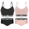 Kit Puma 2 Tops Modal Stretch + 2 Calcinhas Mini Boxer - Feminino PRETO/ROSA