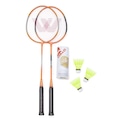 Kit Badminton Vollo: 2 Raquetes + 3 Petecas de Nylon LARANJA