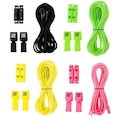 Kit Cadarços Elásticos HUPI Laces com 04 Pares PRETO/VERDE CLA