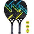 Kit 2 Raquetes Beach Tennis HUPI Doha Carbon 3K com Bolsa + 3 Bolas PRETO