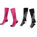 Kit Meia Cano Longo Hupi Ciclismo Semi Compressiva Asas com 02 Pares - 36 ao 42 - Adulto PRETO/ROSA