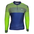 Camisa Manga Longa de Ciclismo Kanxa List UV50 - Masculina AZUL/VERDE