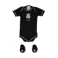 Kit de Uniforme de Futebol do Corinthians para Bebê: Body + Pantufa - Infantil PRETO