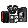 Kit Luva de Boxe 12oz Profissional Gorilla + Luva Manopla Aparador Escudo de Chute Boxe - Adulto PRETO
