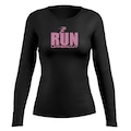 Camiseta Manga Longa Uppercut Run com Proteção UV50+ - Feminina PRETO/ROSA
