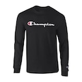 Camiseta Champion Manga Longa Malhao Script Embroidery Logo - Masculina PRETO