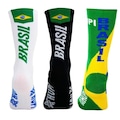 Meia Cano Alto Hupi Brasil - 3 pares - Adulto ESTAMPADO