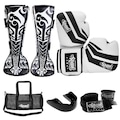 Kit de Muay Thai Spank CONFY Kickboxing com Bolsa - Adulto BRANCO