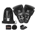 Kit de Boxe com Luvas de Boxe 12 Oz + Bandagem Muay Thai + Protetor Bucal + Mochila Gorilla For Fight PRETO