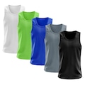 Camiseta Regata Térmica Whats Wear Dry Fit com Proteção Solar UV - Masculina - 5 Unds PRETO/BRANCO