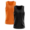 Camiseta Regata Térmica Whats Wear Dry Fit com Proteção Solar UV - Masculina - 2 Unds PRETO/LARANJA