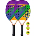 Kit de Beach Tennis HUPI com 2 Raquetes Carbon/Fiberglass Sprint + 3 Bolas Pro ROXO/AMARELO