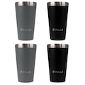 Kit de Copos Térmicos Pullo Fun - 480ml - 4 Unidades PRETO/CINZA