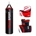 Saco de Pancada Stylo Sport - 120x100 + Luvas de Treino Bate Saco com 2 Pares - Adulto Vermelho/Preto